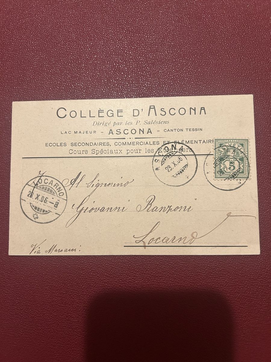 Ansichtskarten: Collège D’Ascona 1906 – Gebraucht aus Breganzona von Milesbo