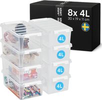 Aufbewahrungsboxen aus Kunststoff, 4 l, mit Deckeln