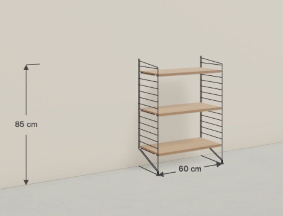 String Scaffali: String Furniture Regal Eiche mit schwarzen Bodenleitern – Usato da Zürich venduto da Wibbi