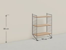 String Furniture Regal Eiche mit schwarzen Bodenleitern