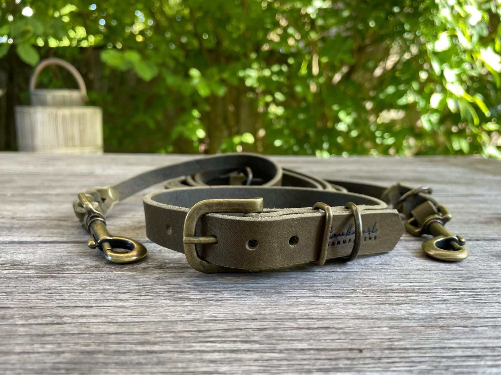 Leine & Halsband: Hundehalsband- & Leinenset Leder olive NEU - Medium – Neu und originalverpackt aus Gockhausen von Timiboy4 4
