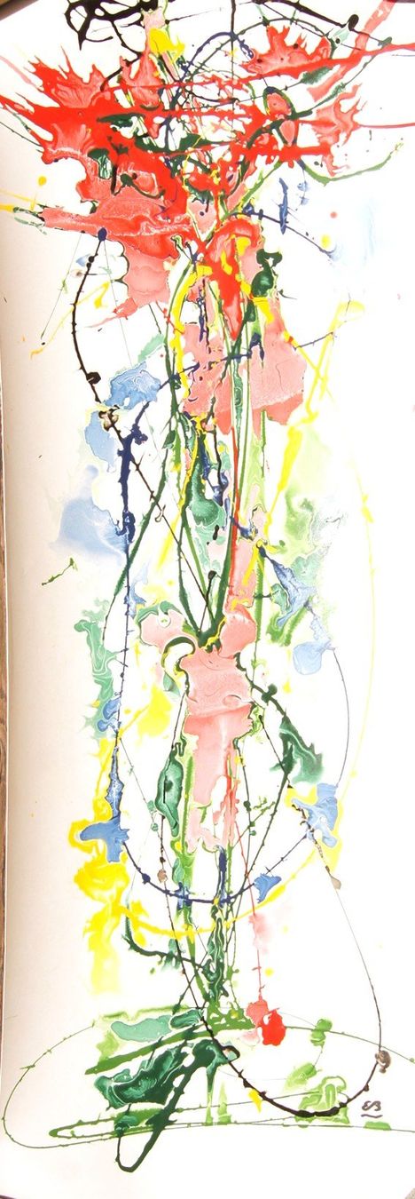 Dipinti: Informel Gemälde auf Papier: Flower splash – Usato da Fribourg venduto da erw_68dx