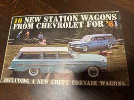 1961 CHEVROLET STATION WAGEN WERBE PROSPEKT SELTEN