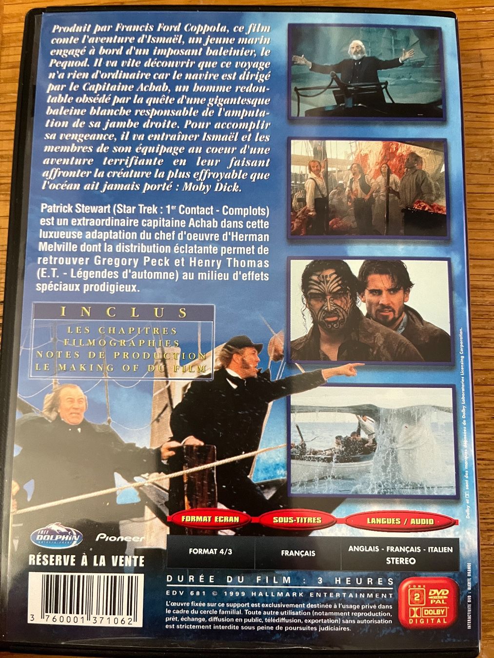 Tutti i DVDs: Moby Dick (1999, DVD, Patrick Stewart, 3 heures) – Usato da Vevey venduto da zecollector 1