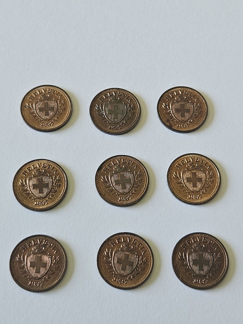 Tutti le monete: 1 Rappen 1937, 9 stk. – Usato da Pfäffikon ZH venduto da Melibol