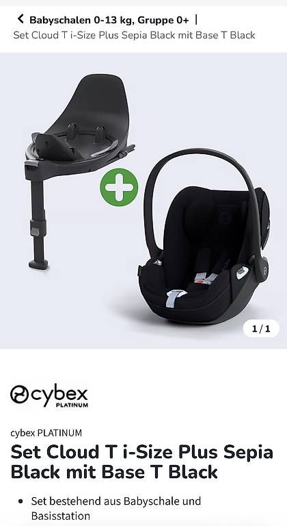 Cybex Seggiolini per auto: Babyschale Auto Cybex Cloud T i-Size mit Base schwarz – Usato da Bern venduto da sicaru01 2