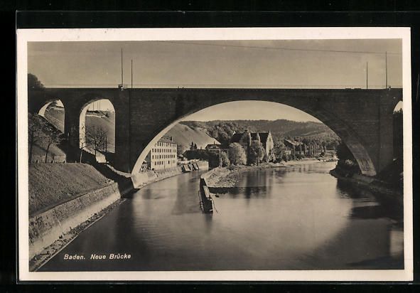 Cartoline postali: AK Baden, Neue Brücke, 1927 – Usato da Berlin venduto da bartko-reher
