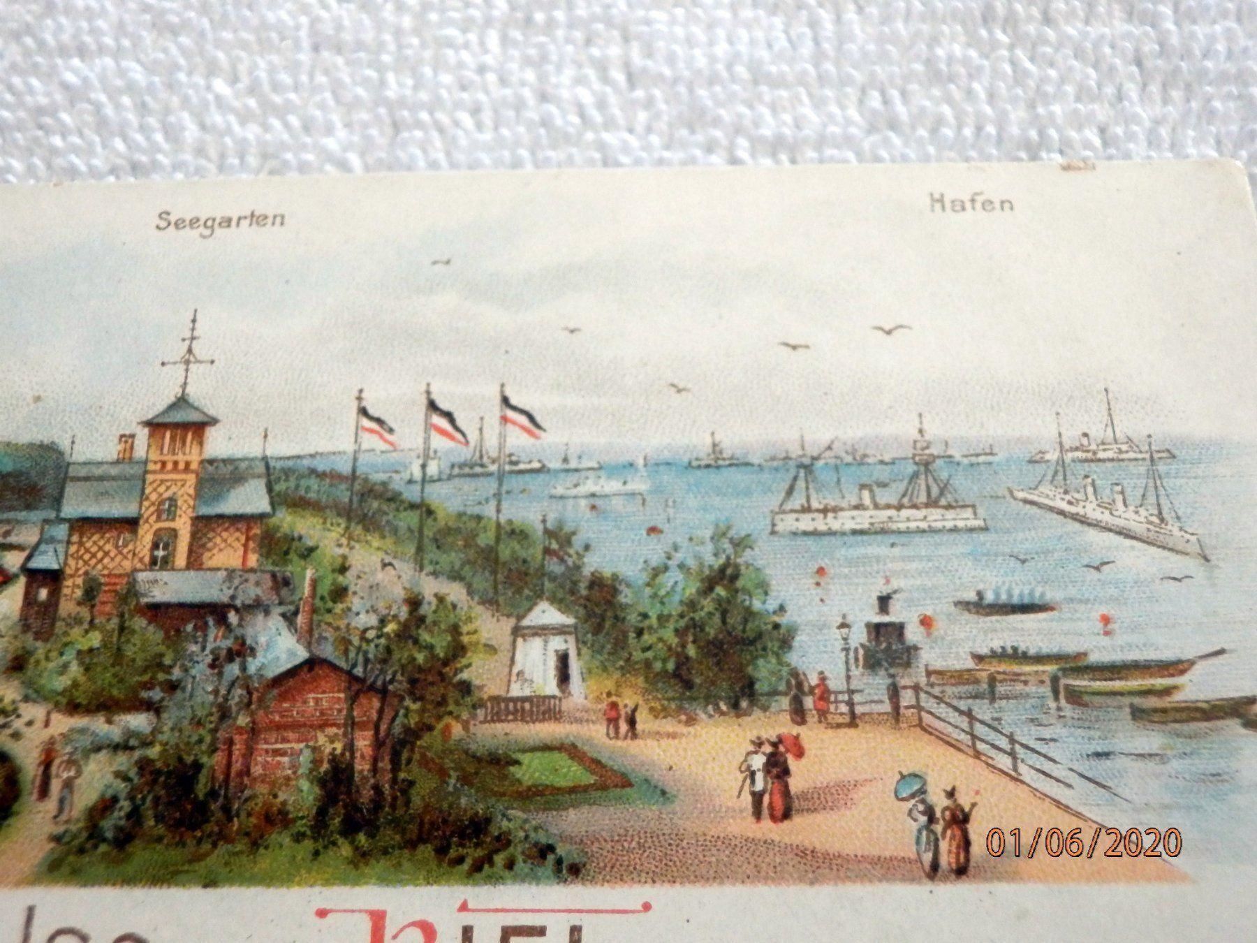 Cartes postales: Litho, Gruss aus Riel, beschrieben – D'occasion à Ueberstorf par dinbau 3