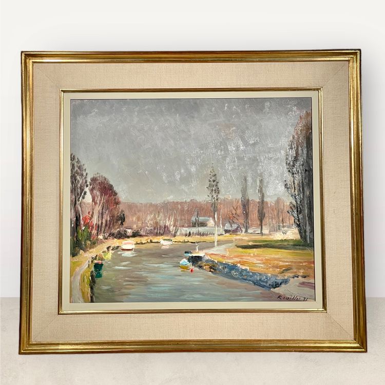 PAINTING LANDSCAPE RIVER SIGNED BY ROUILLER 1971 (Gebraucht) in ...