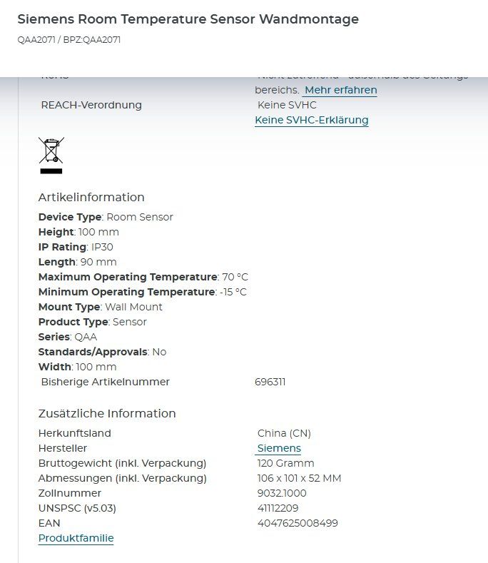 Siemens Misurare: Raum-Luftqualitätsfühler CO2+Temperatur+rel.Luftfeuchtigkeit – Nuovo e nell'imballaggio originale da Kräiligen venduto da MonteBerna 5