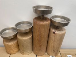 Kerzenständer 4er Set aus Holz und Aluminium/NEU/OVP