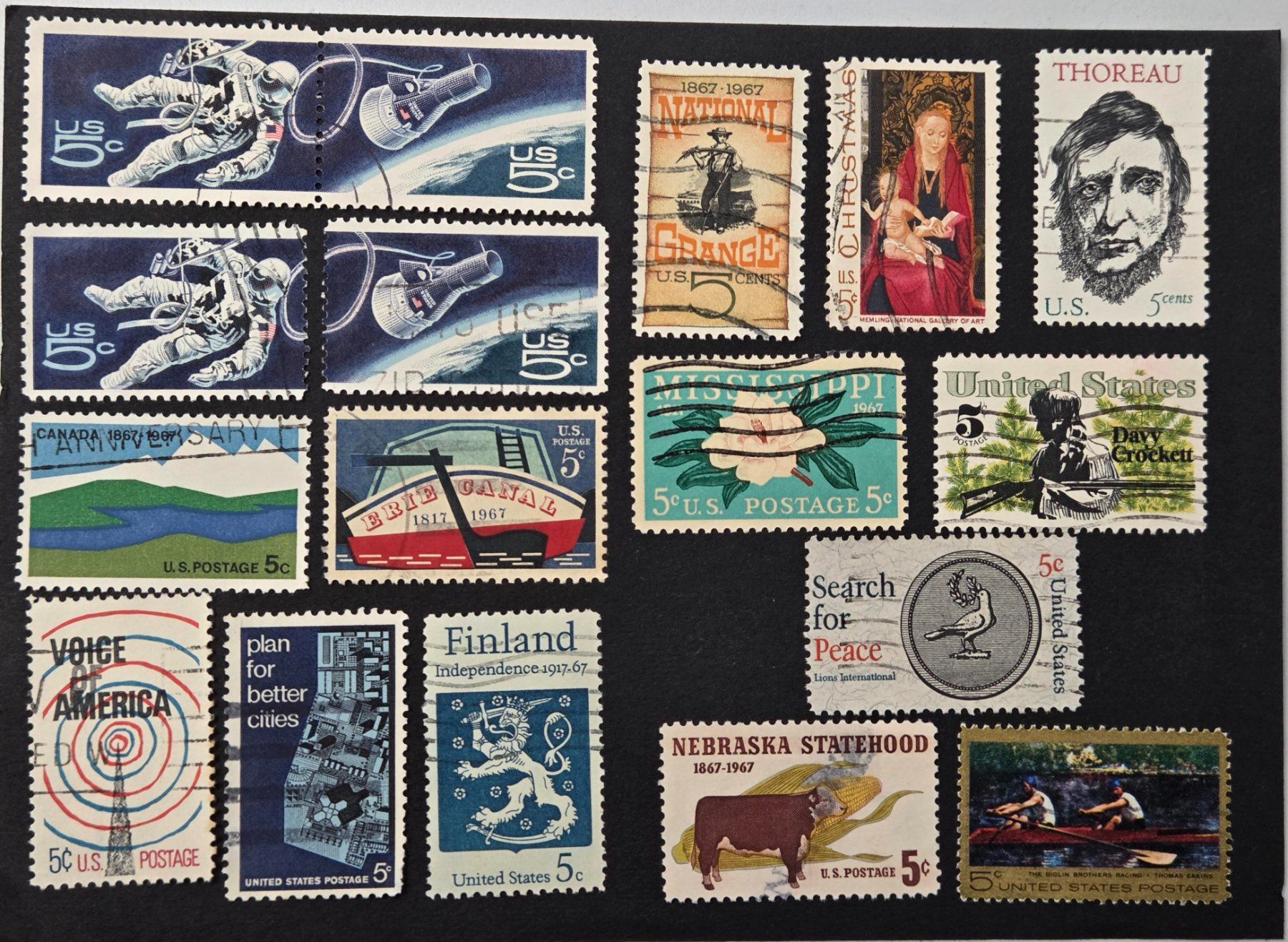 Tutti i francobolli: 16 Briefmarken Sammlung USA, Einzelstücke – Usato da Luzern venduto da Kartenansicht