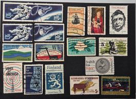 16 Briefmarken Sammlung USA, Einzelstücke