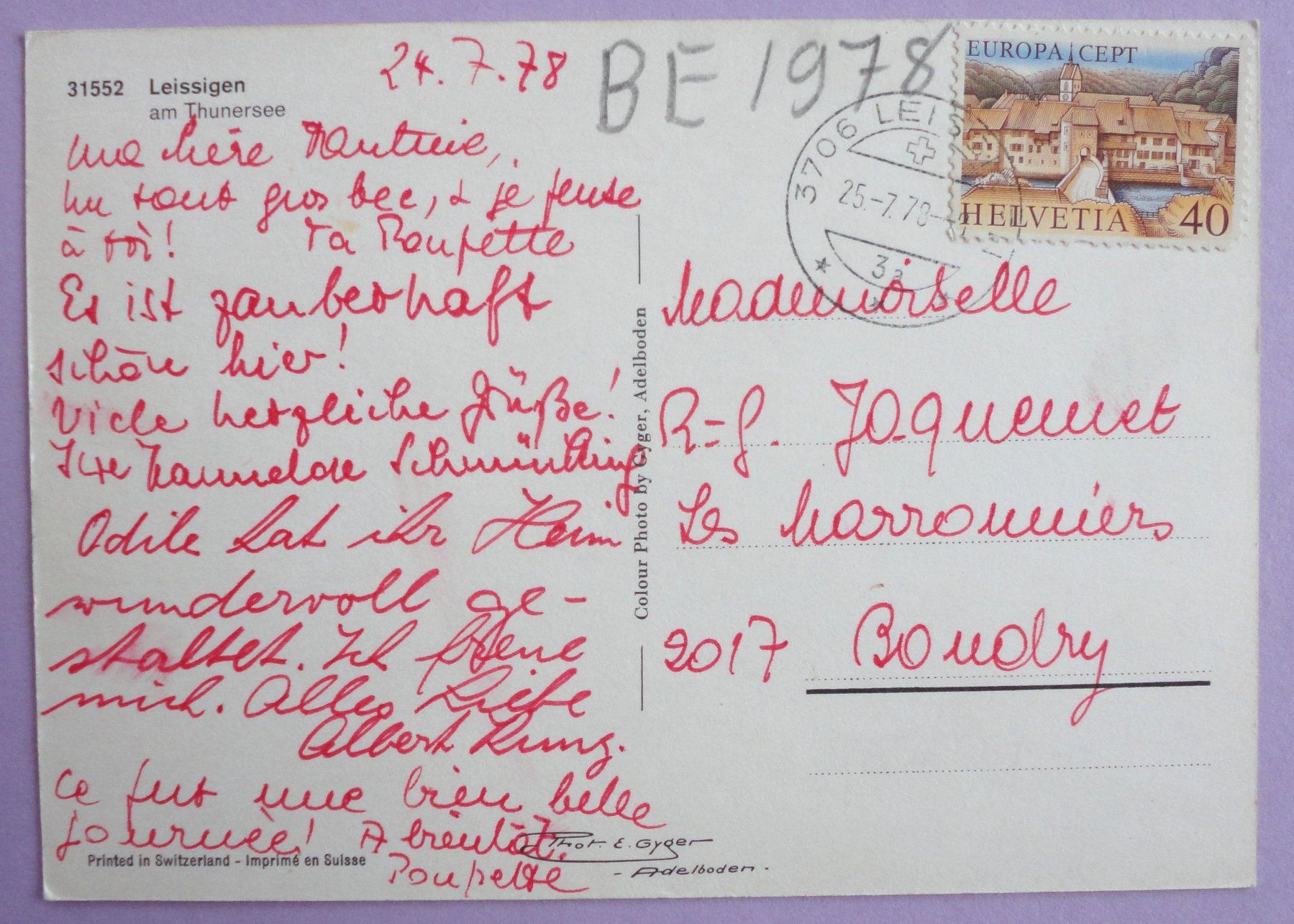 Cartoline postali: Leissigen am Thunersee – Usato da Fétigny venduto da Billy2miny 1