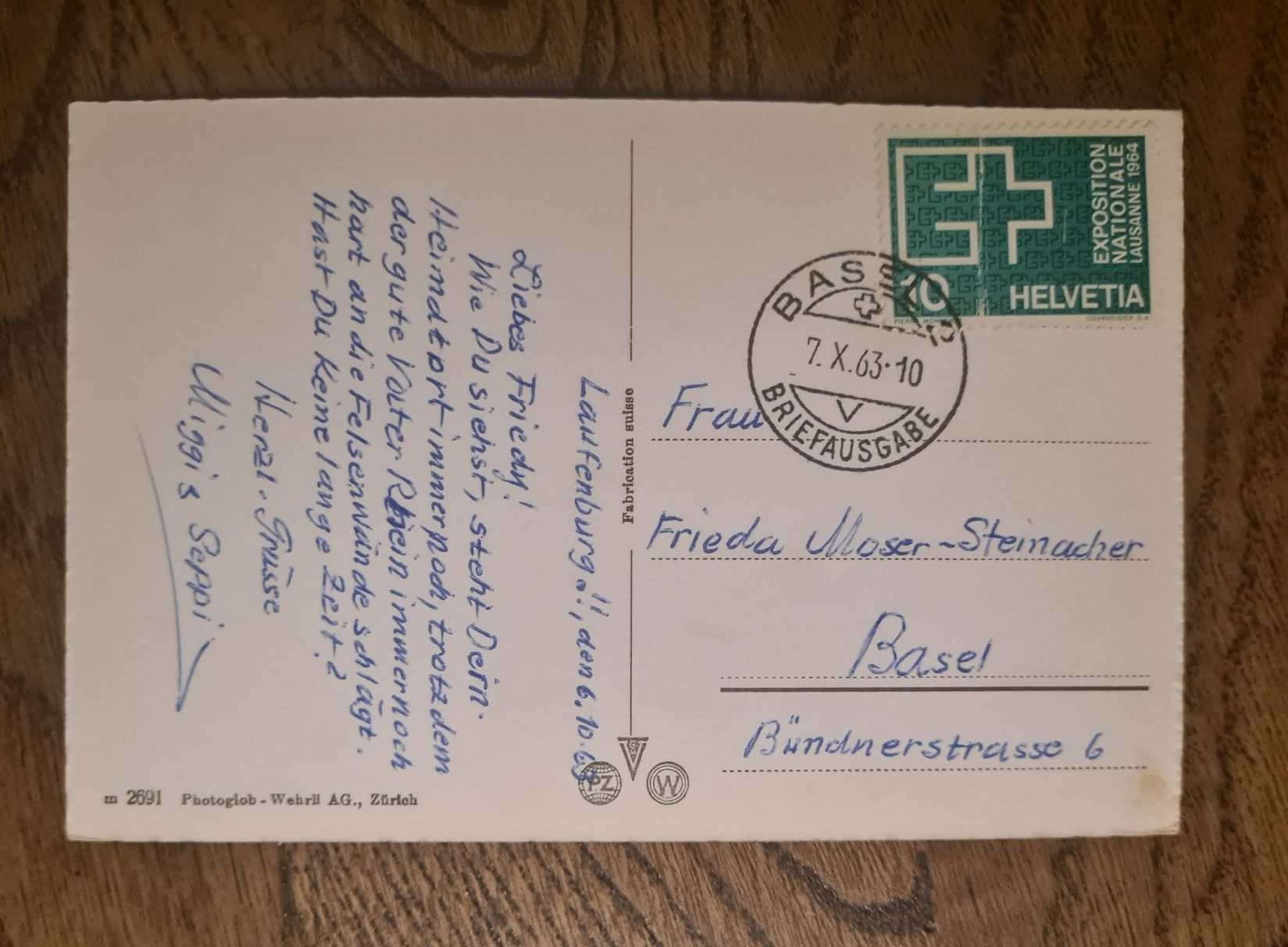 Cartoline postali: Alt-Laufenburg 1963 – Usato da Ebikon venduto da Donar50 1