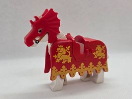 LEGO Castle White Horse with Red Horse Barding and Battle He