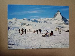 Ak Skigebiet Skifahrer Gornergrat mit Matterhorn Wallis