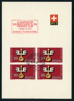 PTT Faltblatt: 317 Viererblock HOSPES mit SSt. A.645, 1954