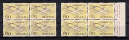 1949 Flugpost F45, 2 Farbvarianten im 4er-Block **