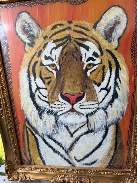 Tableaux: Tigerbild Handmalerei auf Glas – D'occasion à Ebikon par Wesly