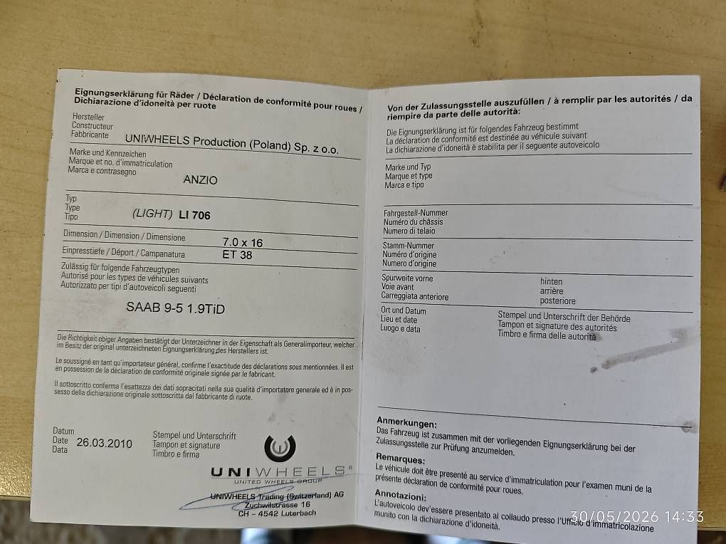 Pneumatici & Ruote complete: 215 55 16 ruote Bridgestone Saab – Usato da Taverne venduto da mar_v68c 1