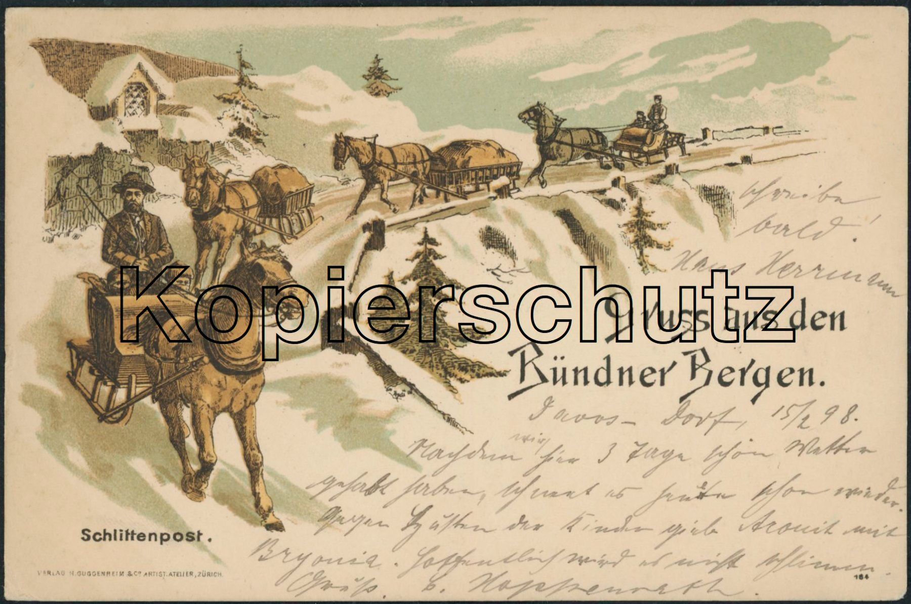 Cartoline postali: GR Graubünden - Postkutsche - Pferdeschlittenpost – Usato da Schindellegi venduto da leecollect