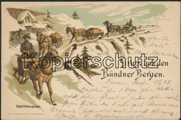 GR Graubünden - Postkutsche - Pferdeschlittenpost