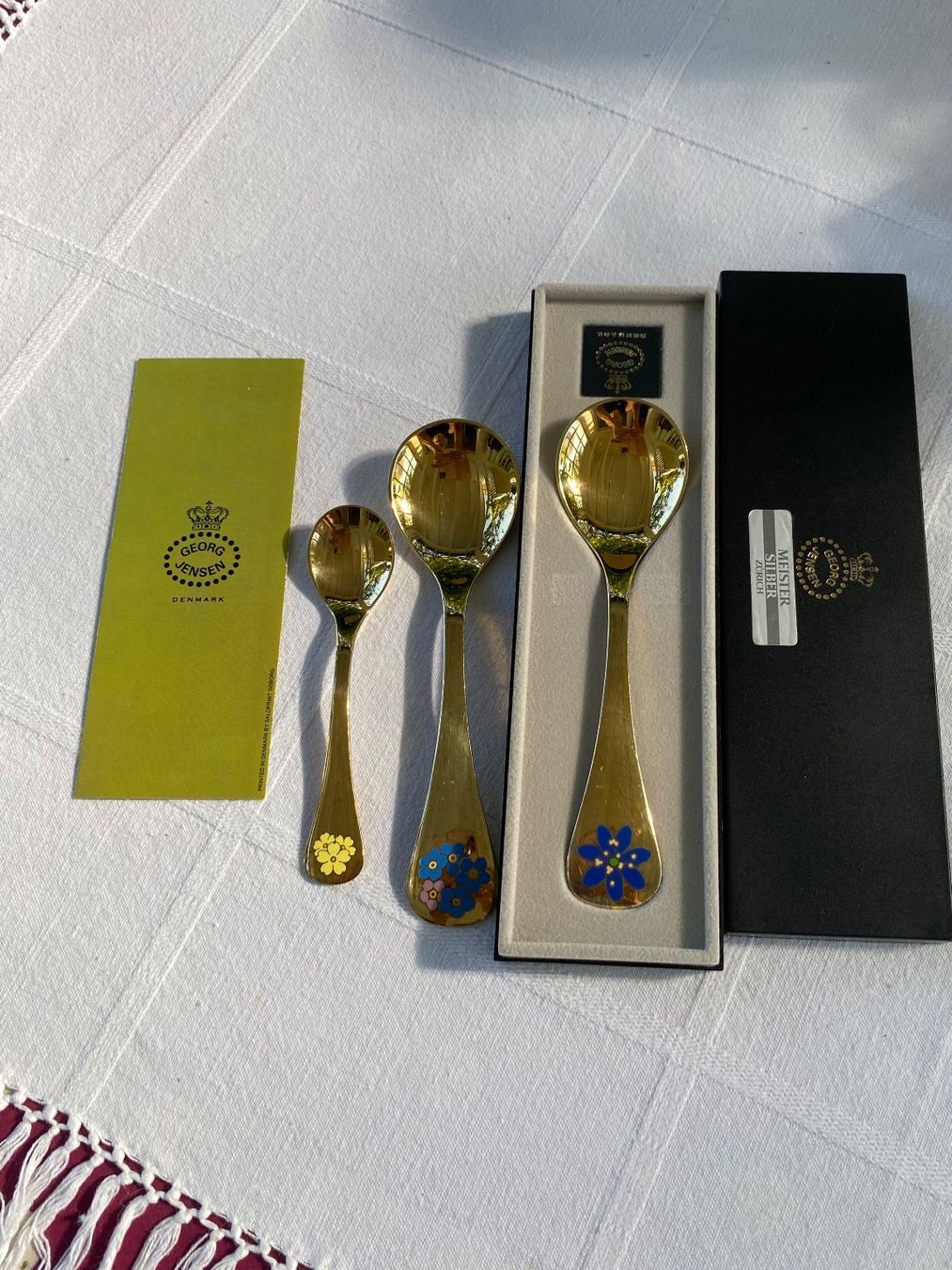 Jensen Löffel: Georg Jensen Löffel Set mit Blumen 1983/1986/85 – Gebraucht aus Wallisellen von skorpion-11