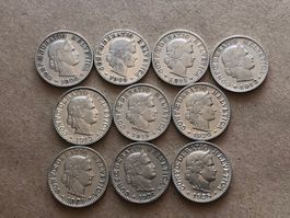 Lot mit 10 Stk. 20 Rp. (1908/09/11/12/13/19/20/21/24/25