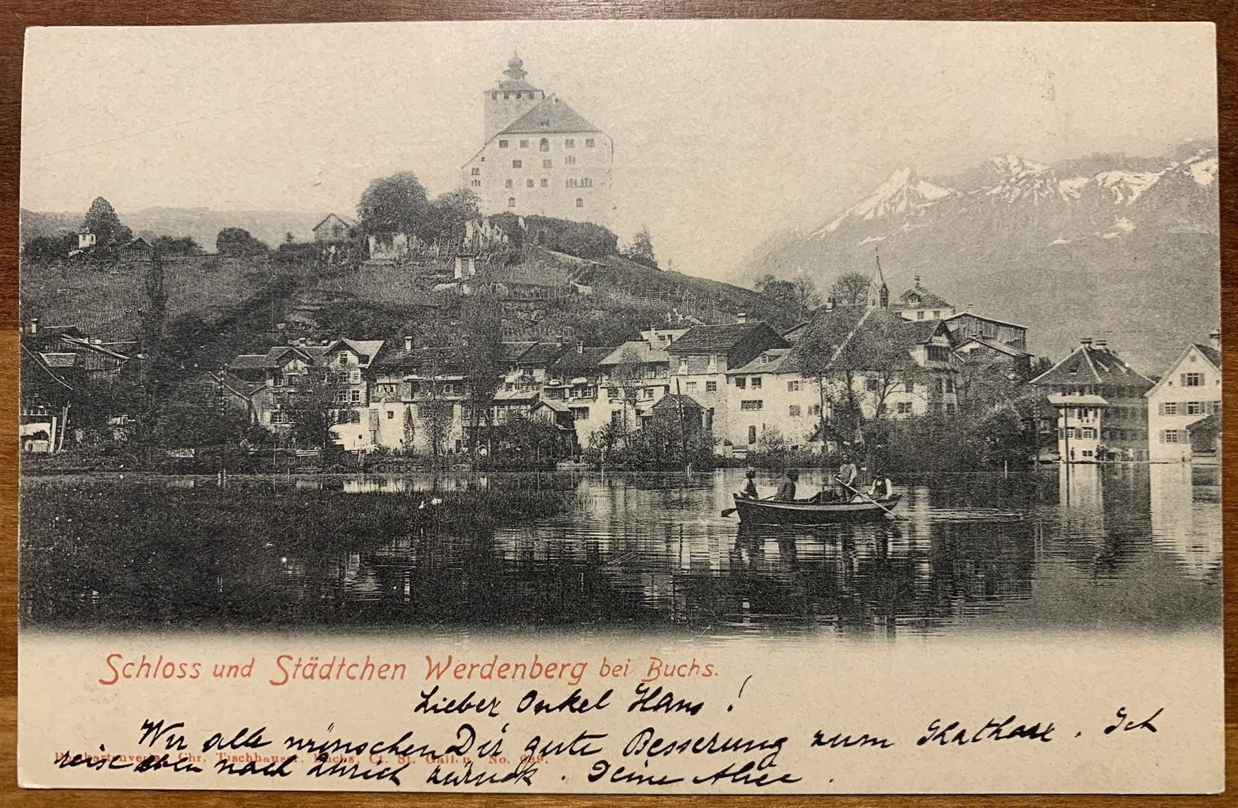 Cartoline postali: Ansichtskarte Werdenberg b. Buchs 1905 – Usato da St. Gallen venduto da Cheirodon