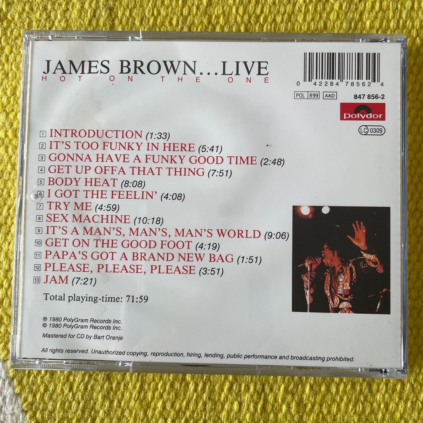 CD: JAMES BROWN-HOT ON THE ONE LIVE – Usato da Rorschacherberg venduto da CD-Roli 1
