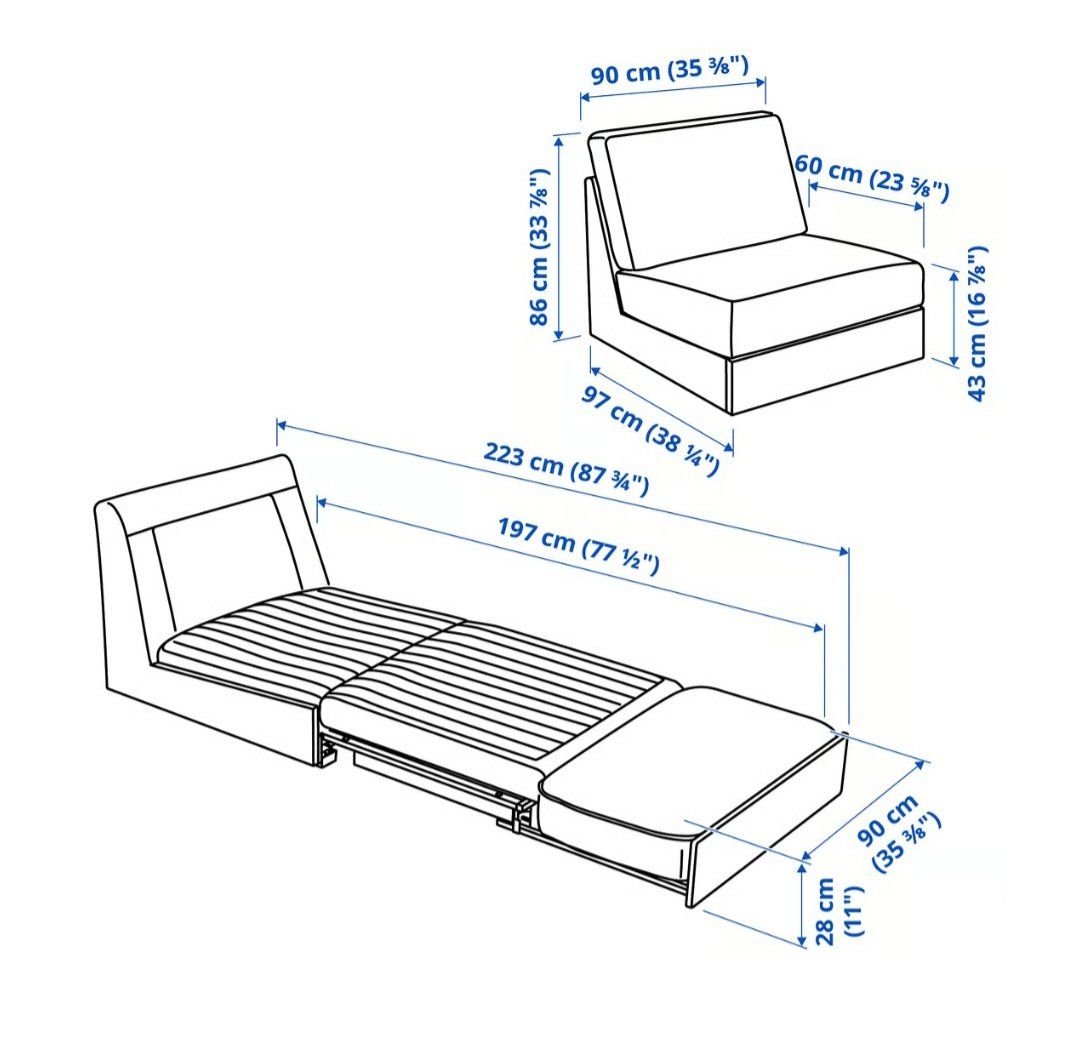 Ikea Poltrone: KIVIK 1er-Bettsofa, Kelinge grautürkis – Nuovo (secondo la descrizione) da Ebertswil venduto da we4u 3