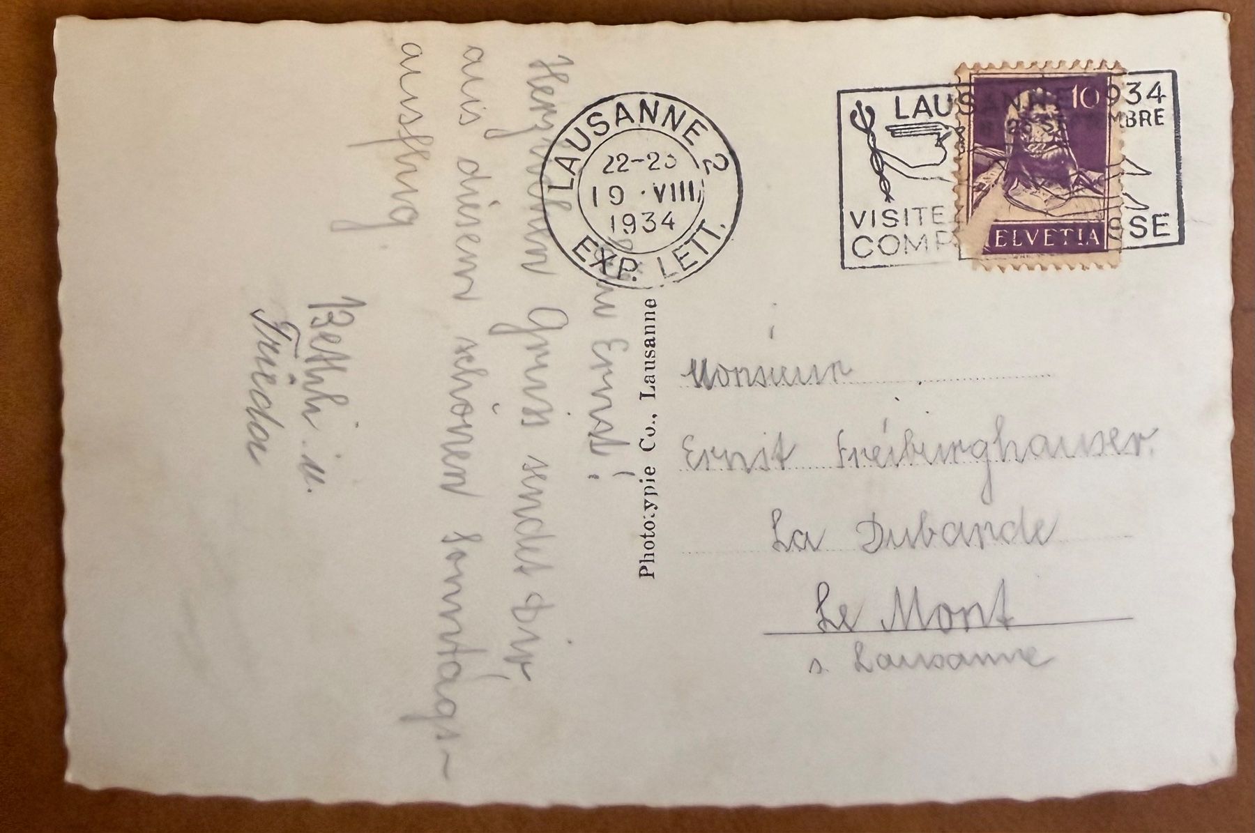 Ansichtskarten: Vevey - Beau panorama. 1934 – Gebraucht aus Lutry von Ediego 1