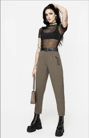Disturbia Hose Pants EU 36 UK 8 brown embroidered 