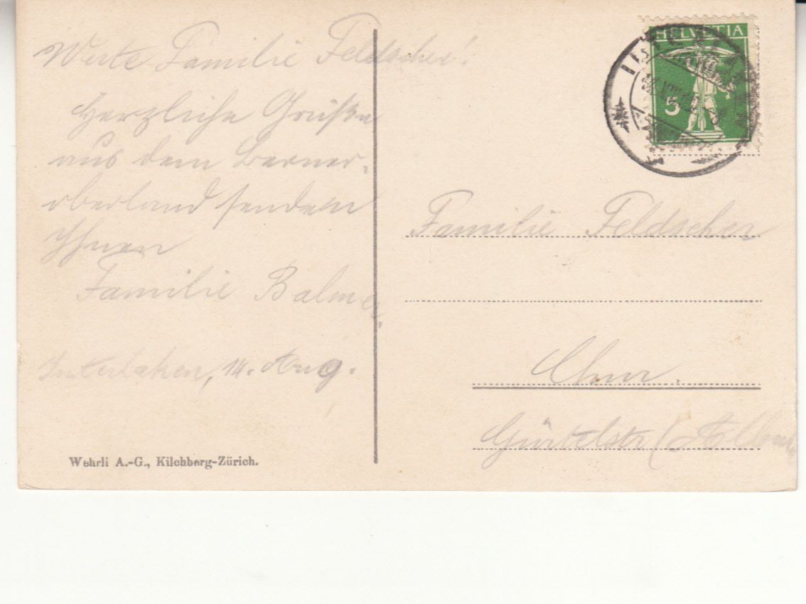 Cartoline postali: Interlaken Jungfrau 1910 – Usato da Bürglen TG venduto da StampGraf 1