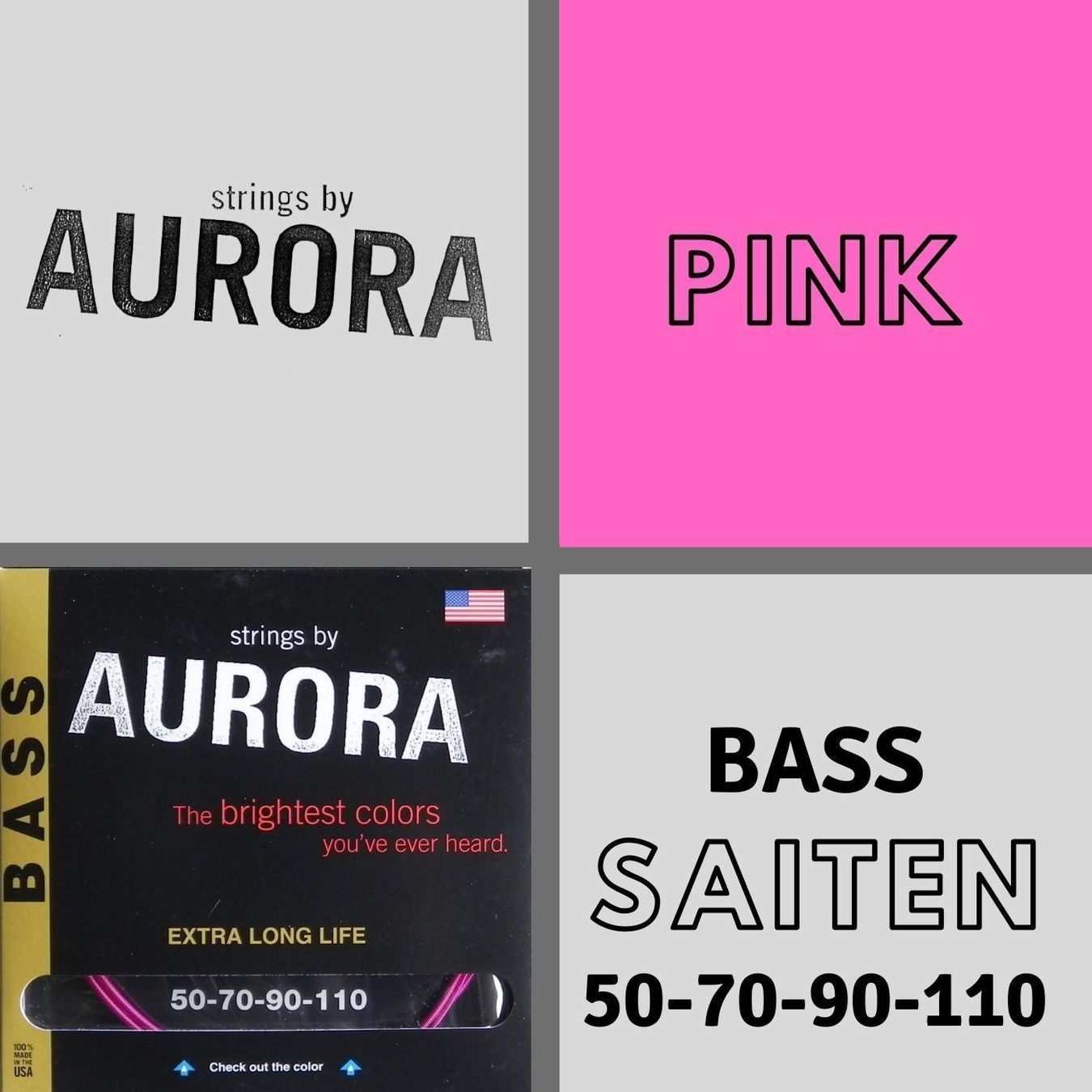 Instruments de musique: Aurora Premium Heavy Bass Strings - Pink – Neuf avec emballage d'origine à Grimisuat par musicgear.ch
