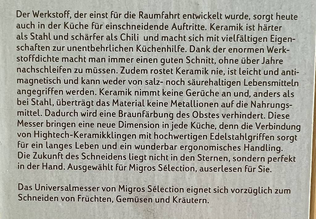 Coltelli da cucina: Neues Keramik-Universalmesser – Usato da Meilen venduto da Inie 1
