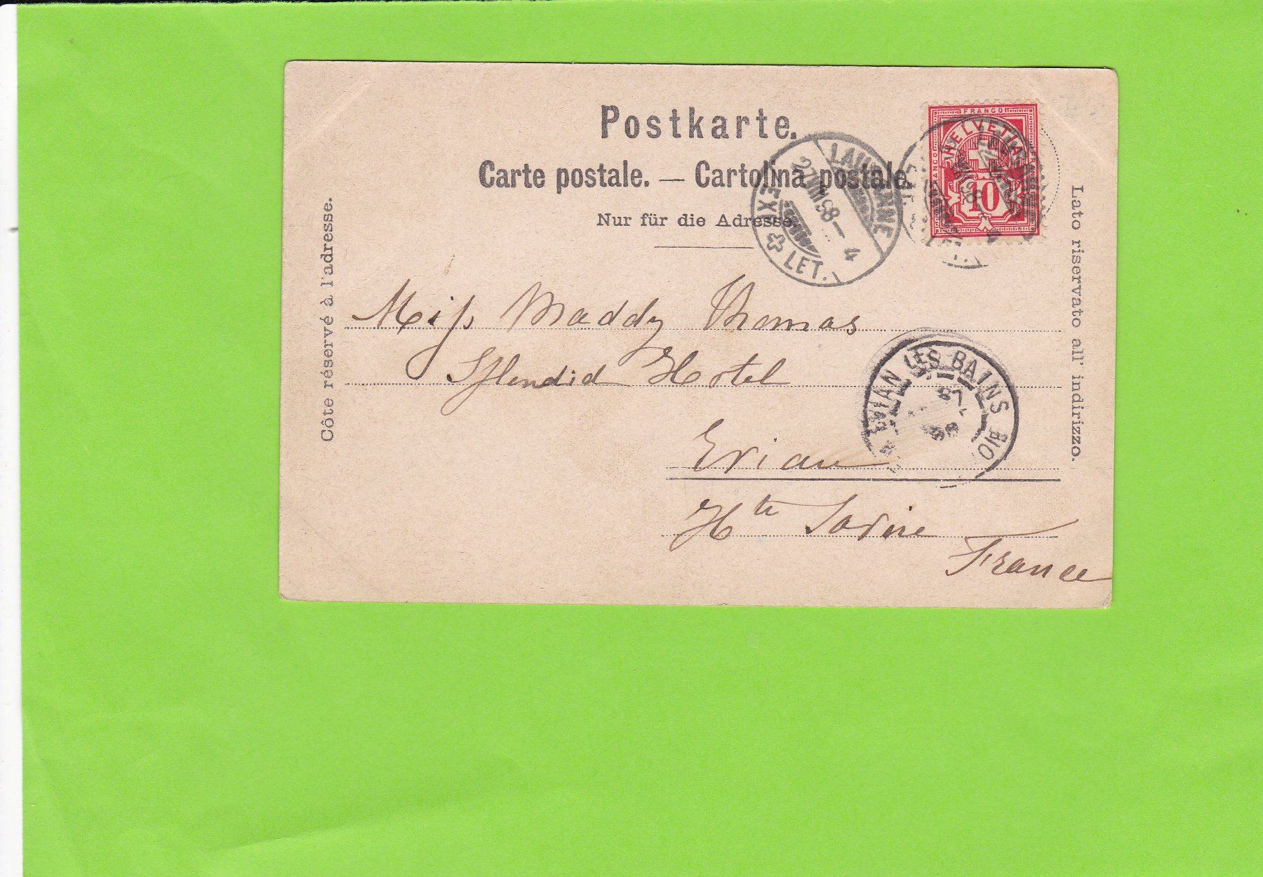 Cartoline postali: Lausanne – Usato da St. Peterzell venduto da neckertal 1