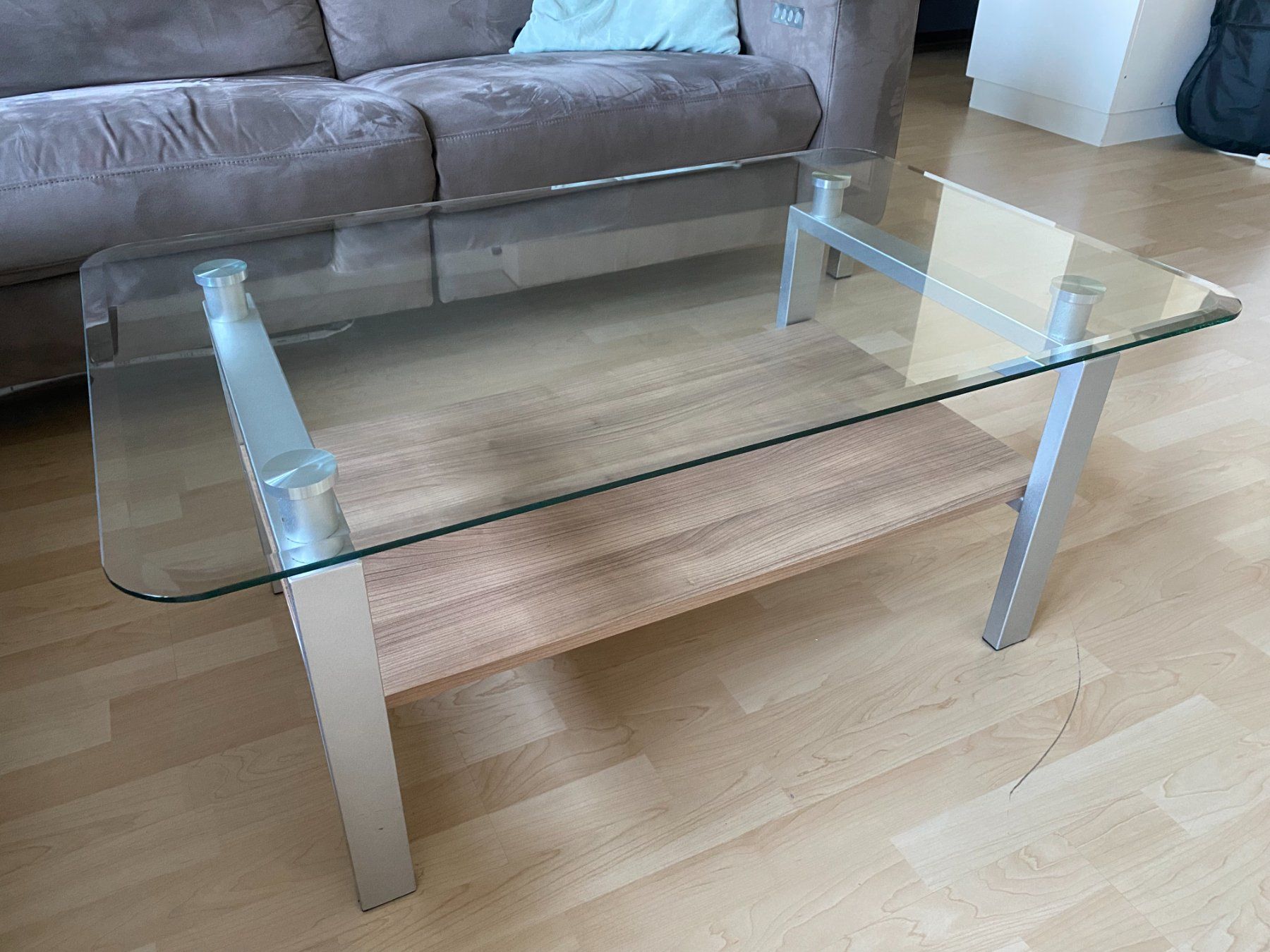 Tables: Moderner Glascouchtisch mit Ablage – D'occasion à Maur par timmy64 1