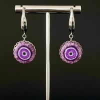 Naturstein Ohrringe. Lila Solarquarz Druzy Ohrringe. NEU