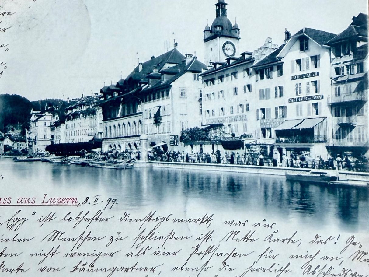 Cartoline postali: Luzern - Quai - Animée - Litho 1899 – Usato da Lutry venduto da Ediego 2