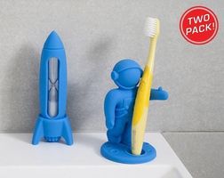 Zahnbürstenhalter Set Rakete und Astronaut NEU!