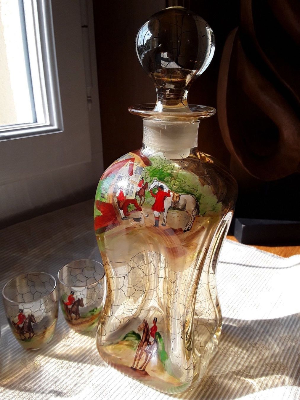 Caraffe: Schnapskaraffe ANTIK plus 4 Gläser Handmade ca 1900 – Usato da Zürich venduto da helsan 2