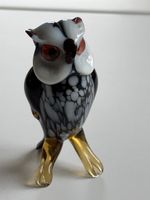 Eule Glasfigur schwarz weiss (2S7)