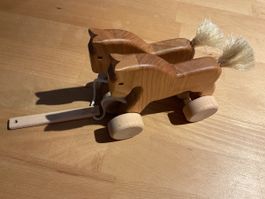 Holzspielzeug Bajo Jumping Horses zum Nachziehen neu