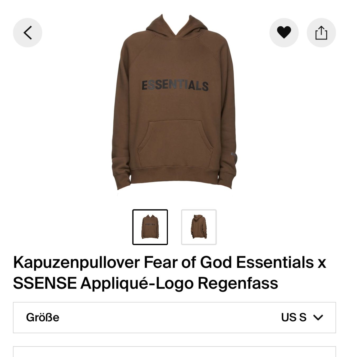 Fear of God Maglioni & Felpe: Essentials Hoodie Braun – Usato da Lachen SZ venduto da mima41 1