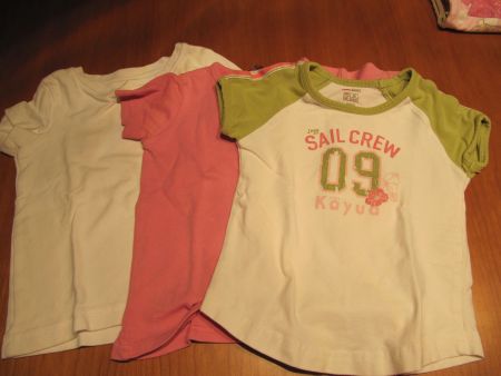3x T-Shirt kurzarm, Gr. 86 u 98, weiss, pink, weiss grün