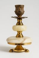 Bougeoir vintage en onyx et laiton