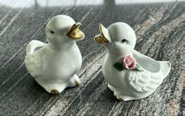 Süsses Porzellan Enten Paar, Vintage Deko Figur