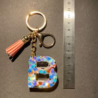 NEU: Schlüsselanhänger Buchstabe B rainbow glitzer keychain
